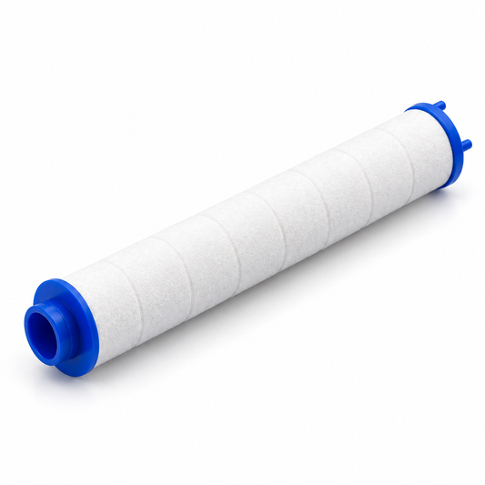 Cartouche filtrante pour pommeau de douche Aquamerra, sur fond blanc
